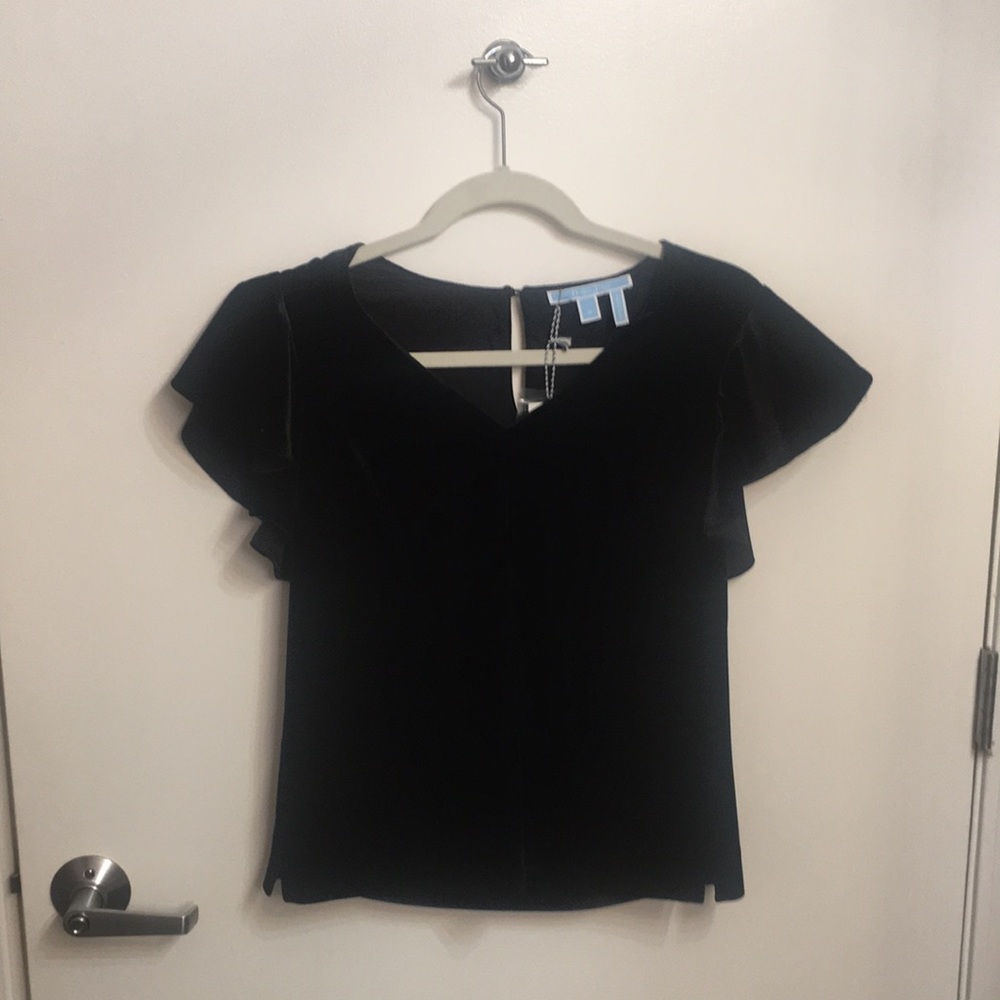 Draper James black velvet top